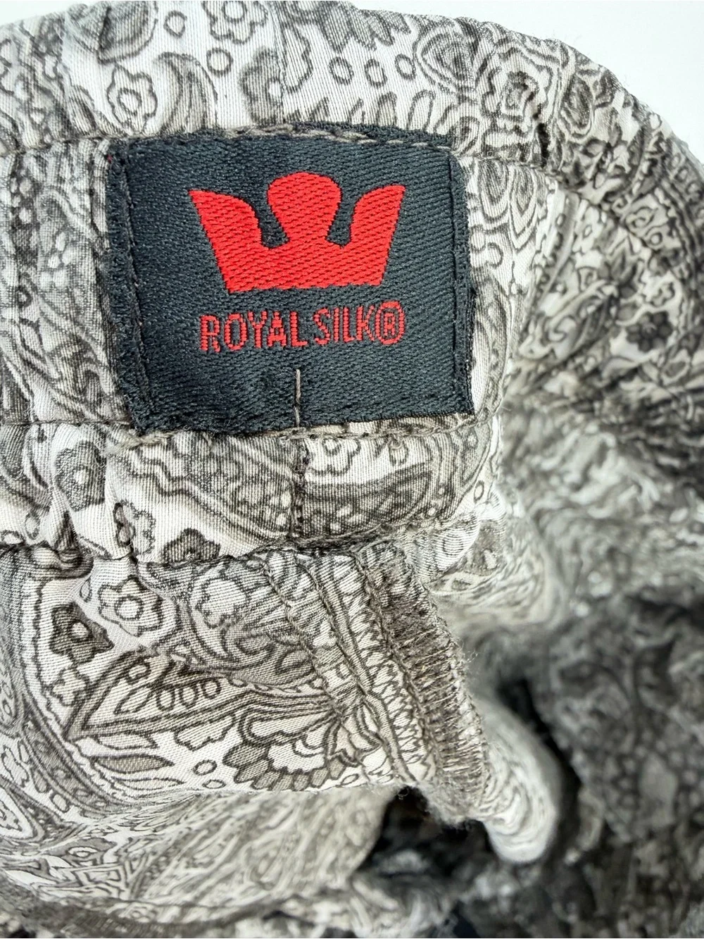 Royal Silk Paisley Print Pants - Size Large